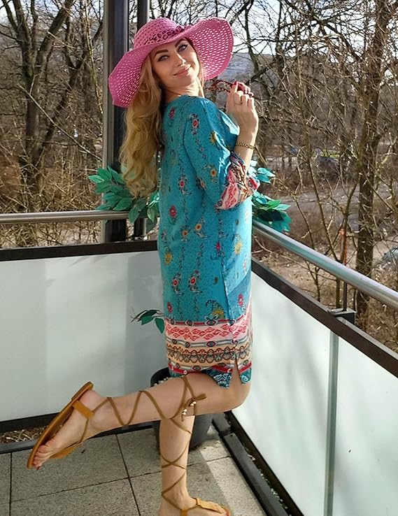 Premium Boho Floral Summer Tunic Dress